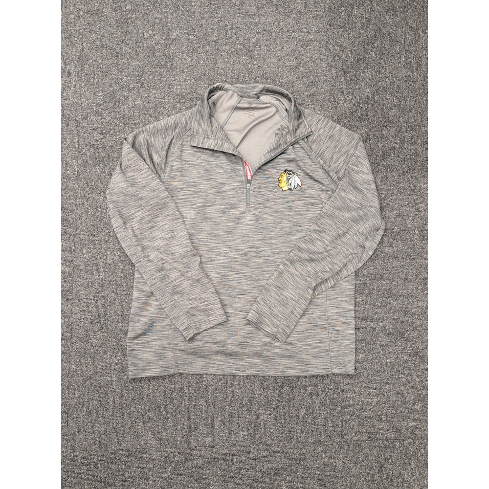 Chicago Blackhawks 1/4 Zip Pullover Mens Levelwear Size Medium - Gray